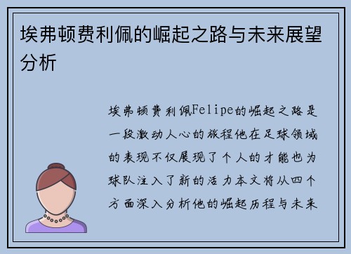 埃弗顿费利佩的崛起之路与未来展望分析